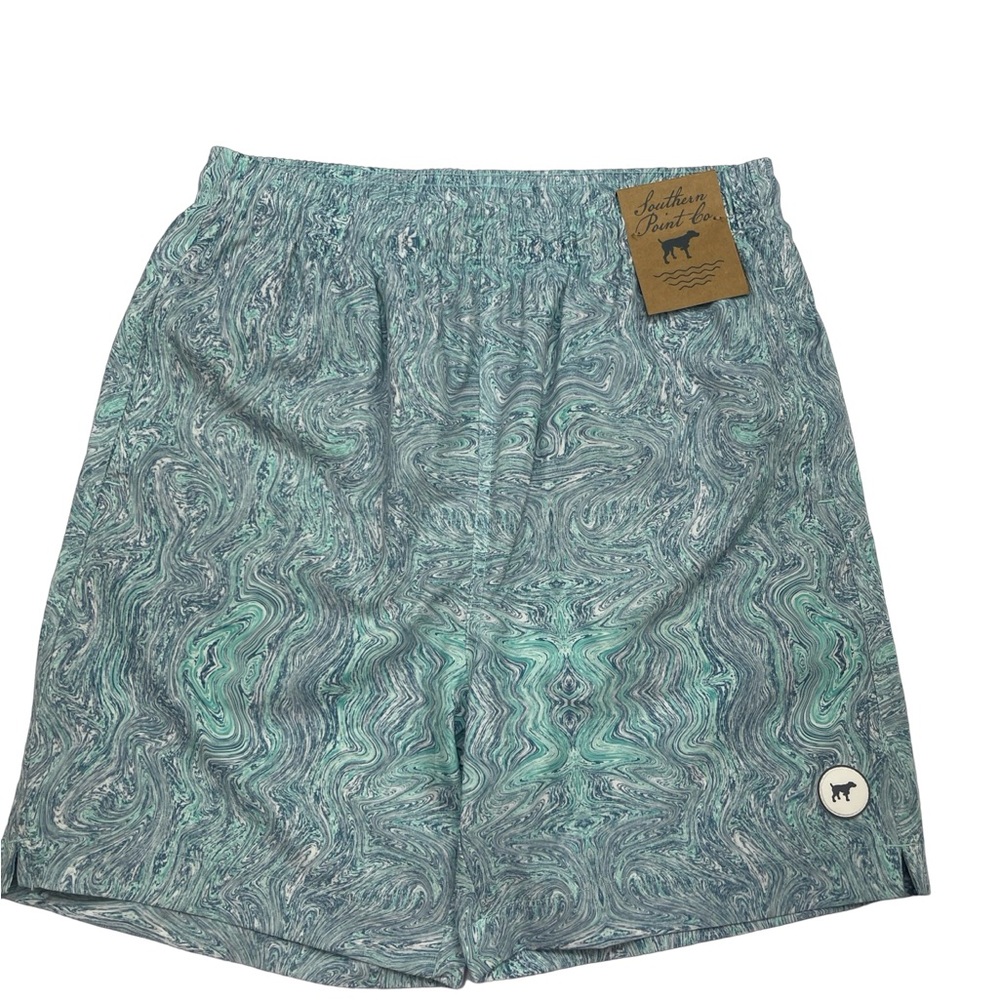 NWT Southern Point Pool Waves Swirl Patterned Swim Trunks Large 12
